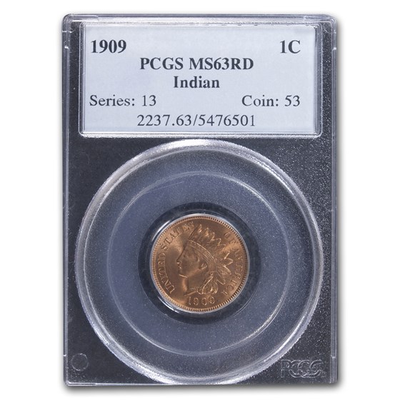 1909 Indian Head Cent MS-63 PCGS (Red) 1909 Indian Head Cent MS-63 PCGS (Red)
