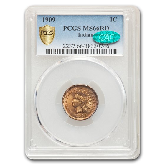 1909 Indian Head Cent MS-66 PCGS CAC (Red) 1909 Indian Head Cent MS-66 PCGS CAC (Red)