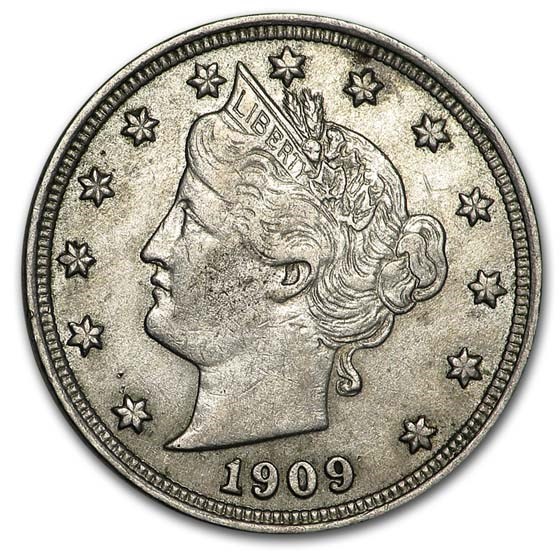1909 Liberty Head V Nickel AU 1909 Liberty Head V Nickel AU