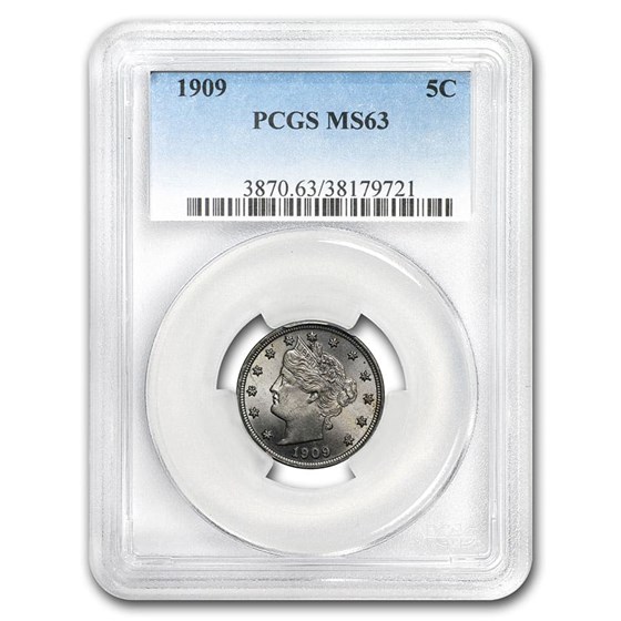 1909 Liberty Head V Nickel MS-63 PCGS 1909 Liberty Head V Nickel MS-63 PCGS