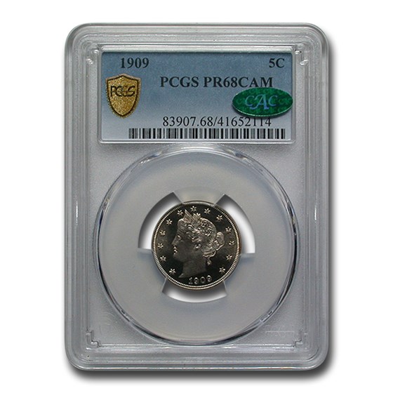 1909 Liberty Head V Nickel PR-68 PCGS CAC 1909 Liberty Head V Nickel PR-68 PCGS CAC