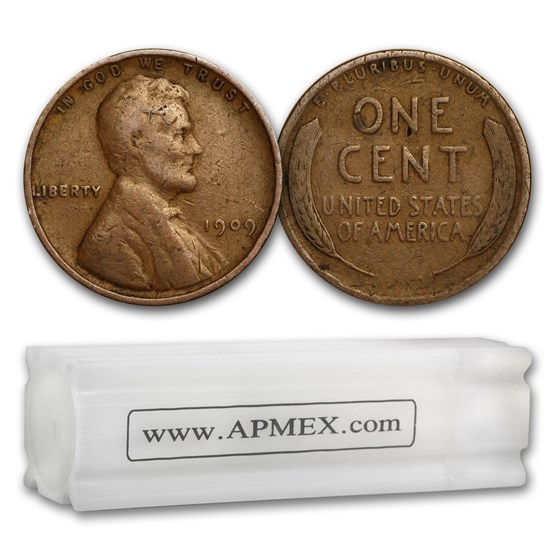 1909 Lincoln Cent 50-Coin Roll Avg Circ 1909 Lincoln Cent 50-Coin Roll Avg Circ