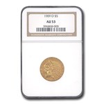 1909-O $5 Indian Gold Half Eagle AU-53 NGC