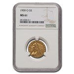1909-O $5 Indian Gold Half Eagle MS-61 NGC
