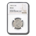 1909-O Barber Quarter MS-66 NGC