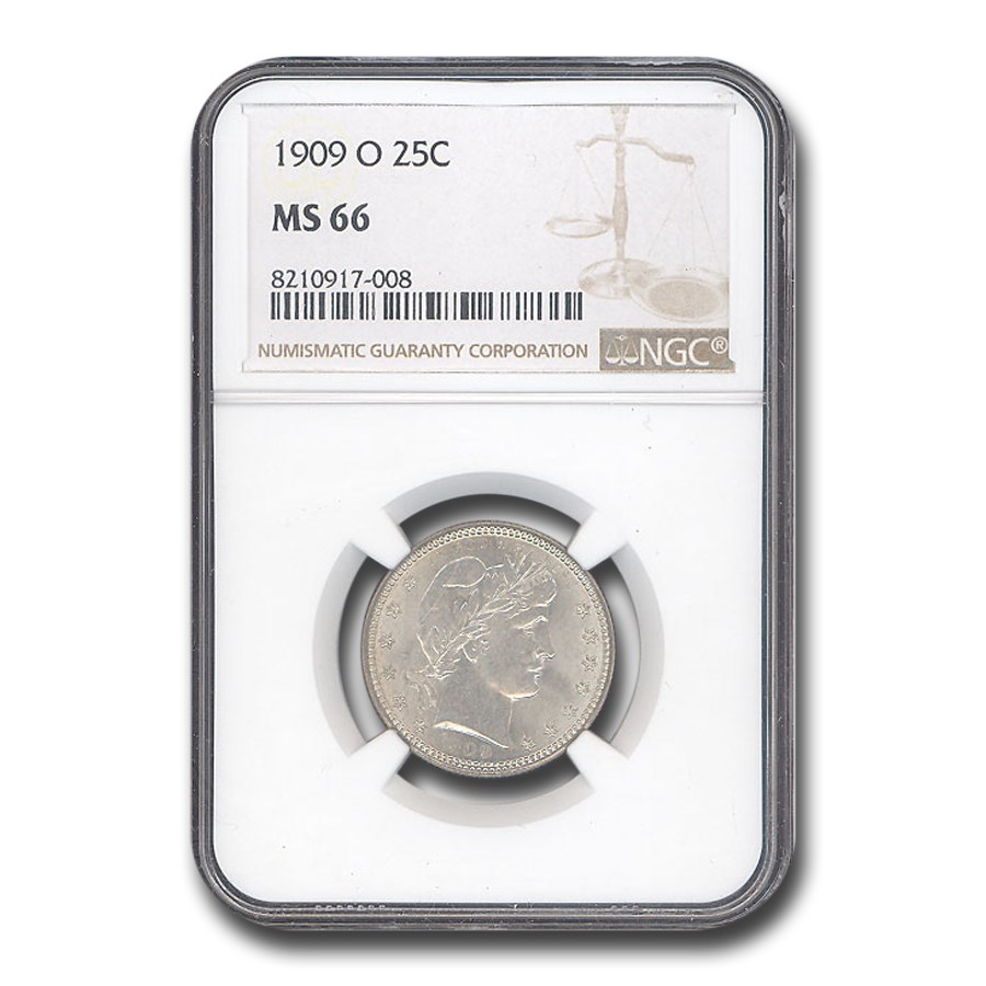 1909-O Barber Quarter MS-66 NGC
