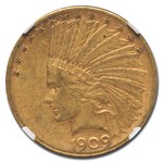 1909-S $10 Indian Gold Eagle AU-55 NGC