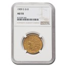 1909-S $10 Indian Gold Eagle AU-55 NGC