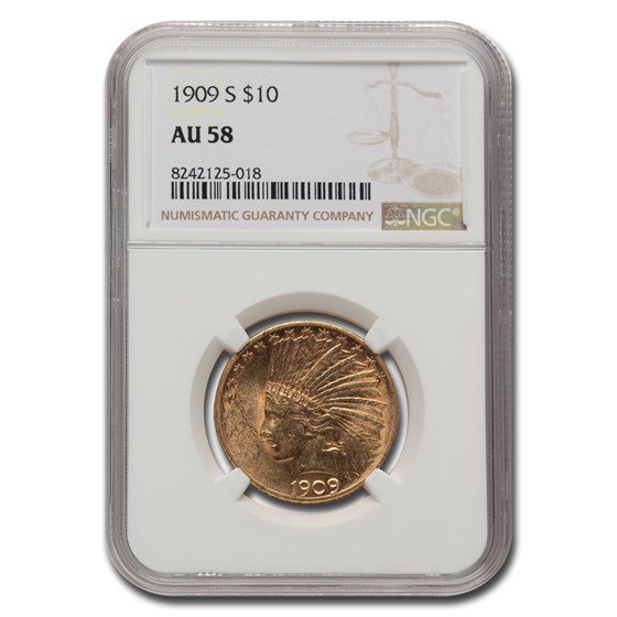 1909-S $10 Indian Gold Eagle AU-58 NGC 1909-S $10 Indian Gold Eagle AU-58 NGC