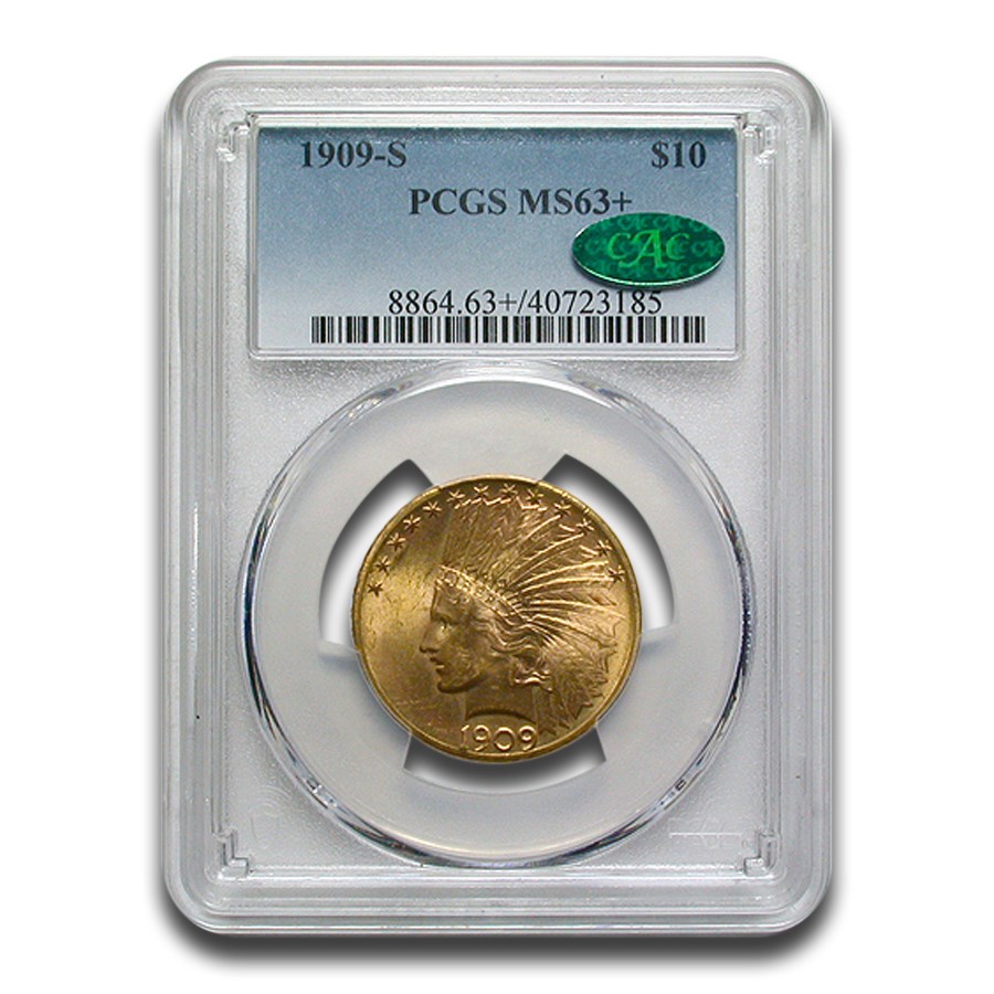 1909-S $10 Indian Gold Eagle MS-63+ PCGS CAC