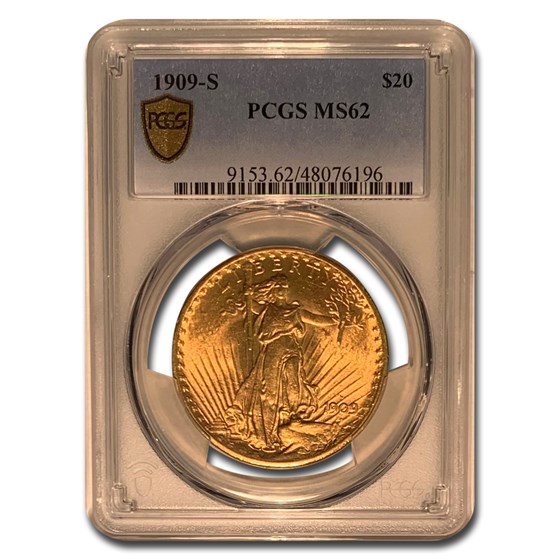 1909-S $20 Saint-Gaudens Gold Double Eagle MS-62 PCGS