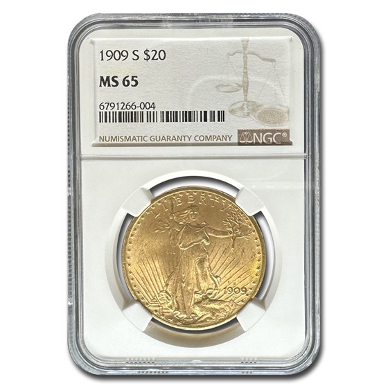 1909-S $20 Saint-Gaudens Gold Double Eagle MS-65 NGC 1909-S $20 Saint-Gaudens Gold Double Eagle MS-65 NGC
