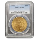 1909-S $20 St Gaudens Gold Double Eagle MS-60 PCGS
