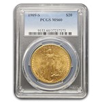 1909-S $20 St Gaudens Gold Double Eagle MS-60 PCGS