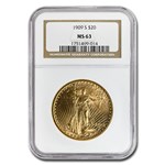 1909-S $20 St Gaudens Gold Double Eagle MS-63 NGC