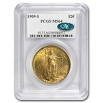 1909-S $20 St Gaudens Gold Double Eagle MS-64 PCGS (CAC)