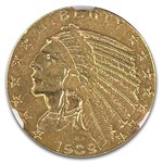 1909-S $5 Indian Gold Half Eagle AU-55 NGC