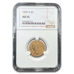 1909-S $5 Indian Gold Half Eagle AU-55 NGC