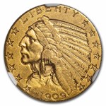 1909-S $5 Indian Gold Half Eagle AU