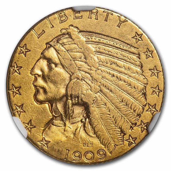 1909-S $5 Indian Gold Half Eagle AU 1909-S $5 Indian Gold Half Eagle AU
