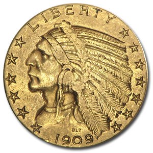 1909-S $5 Indian Gold Half Eagle XF 1909-S $5 Indian Gold Half Eagle XF