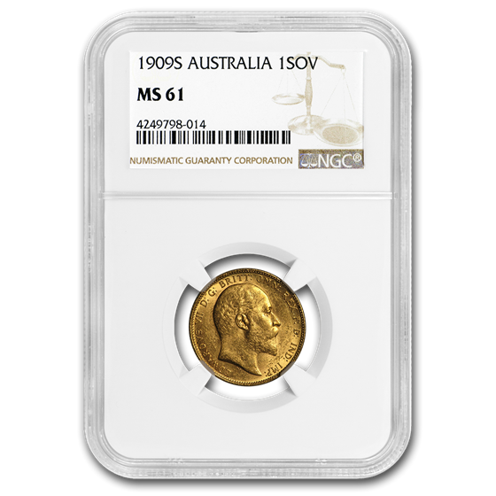 1909-S Australia Gold Sovereign Edward VII MS-61 NGC 1909-S Australia Gold Sovereign Edward VII MS-61 NGC