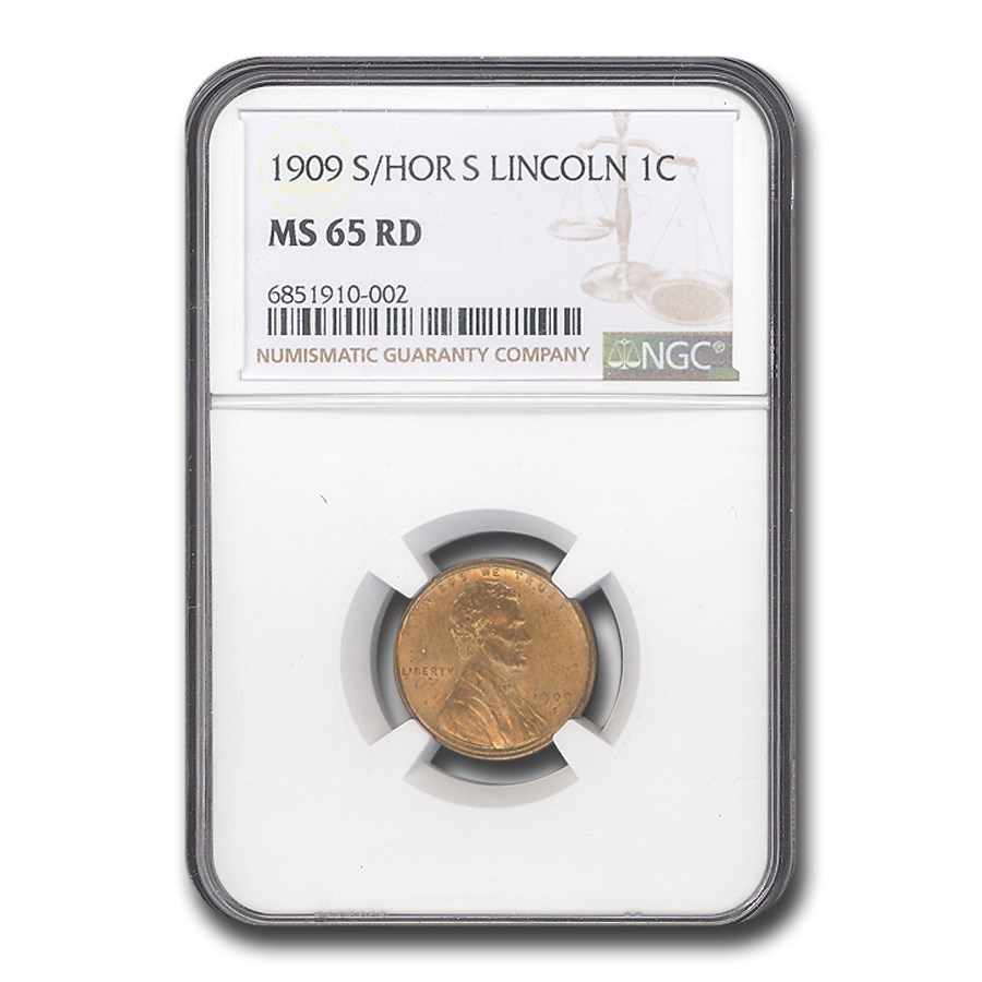 1909-S/Hor S Lincoln Cent MS-65 NGC (Red)