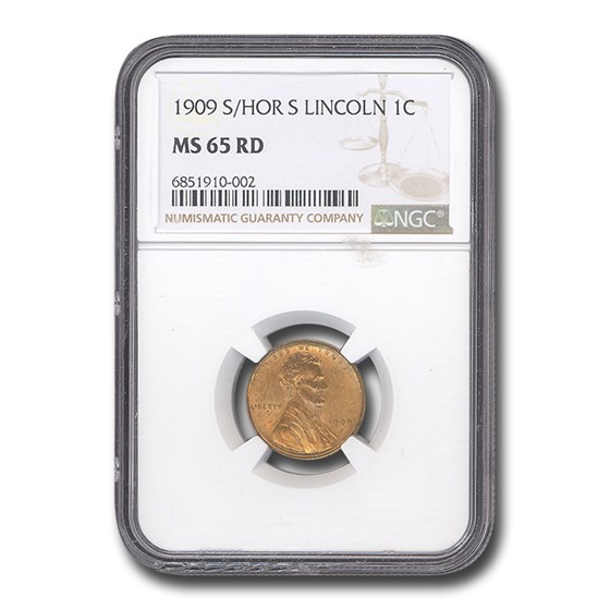 1909-S/Hor S Lincoln Cent MS-65 NGC (Red)