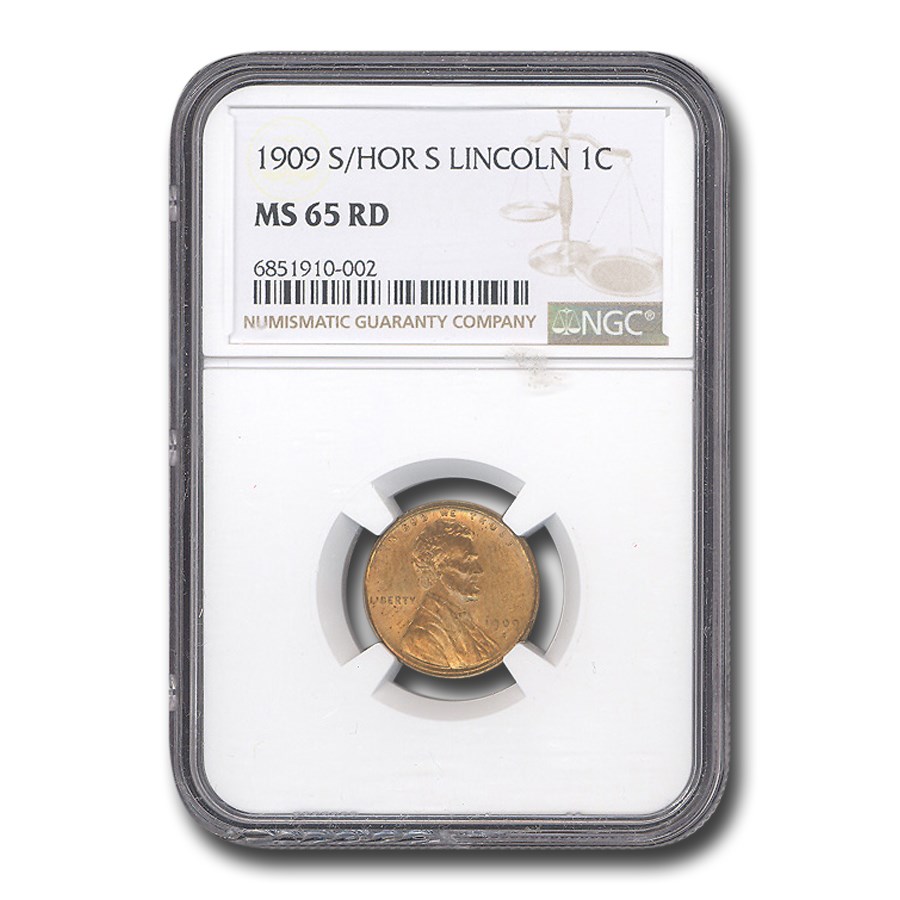 1909-S/Hor S Lincoln Cent MS-65 NGC (Red)