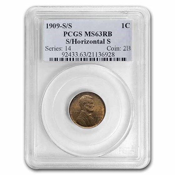 1909-S/Horizontal S Lincoln Cent MS-63 PCGS (Red/Brown) 1909-S/Horizontal S Lincoln Cent MS-63 PCGS (Red/Brown)