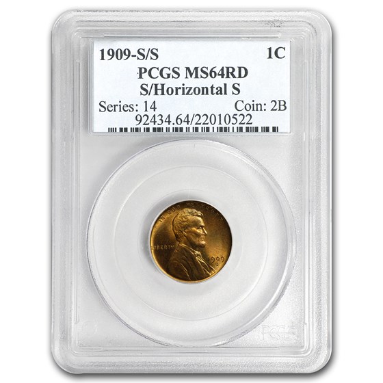 1909-S/Horizontal S Lincoln Cent MS-64 PCGS (Red) 1909-S/Horizontal S Lincoln Cent MS-64 PCGS (Red)