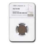 1909-S Indian Head Cent AU-55 NGC (Brown)