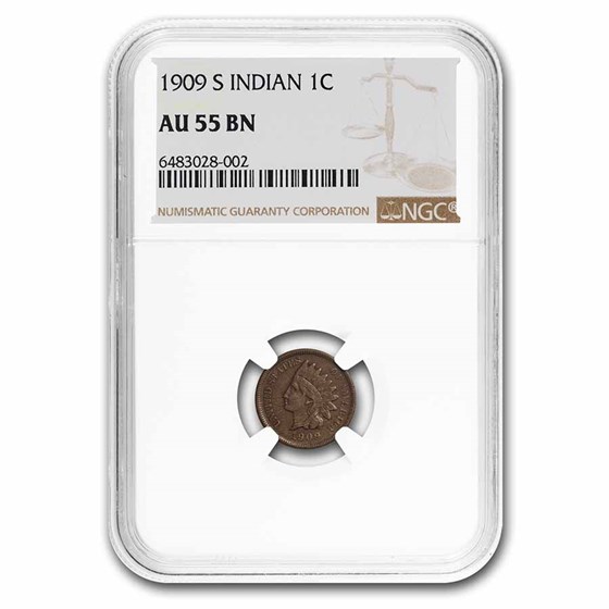 1909-S Indian Head Cent AU-55 NGC (Brown) 1909-S Indian Head Cent AU-55 NGC (Brown)