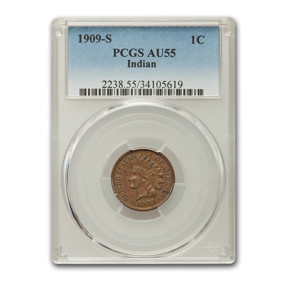 1909-S Indian Head Cent AU-55 PCGS (Brown) 1909-S Indian Head Cent AU-55 PCGS (Brown)