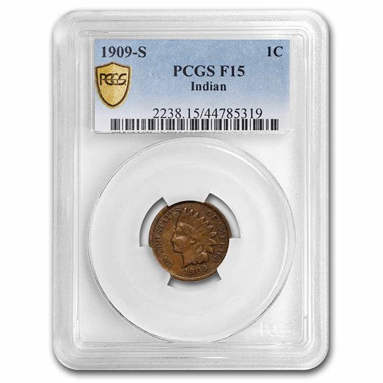 1909-S Indian Head Cent Fine-15 PCGS 1909-S Indian Head Cent Fine-15 PCGS