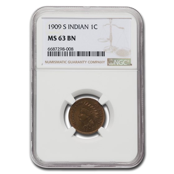 1909-S Indian Head Cent MS-63 NGC (Brown) 1909-S Indian Head Cent MS-63 NGC (Brown)