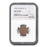 1909-S Indian Head Cent MS-63 NGC (Red/Brown)