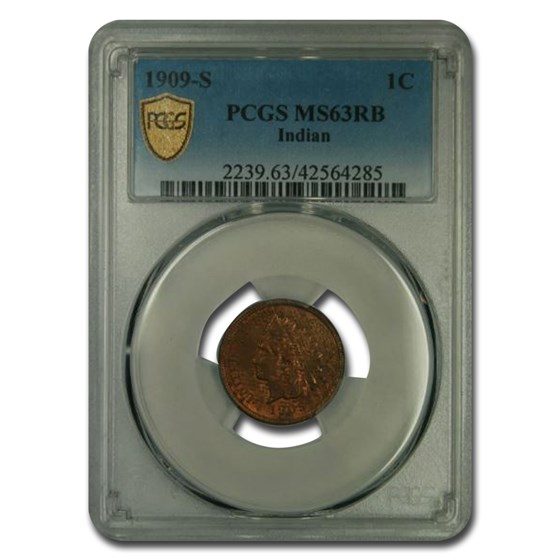 1909-S Indian Head Cent MS-63 PCGS (Red/Brown) 1909-S Indian Head Cent MS-63 PCGS (Red/Brown)