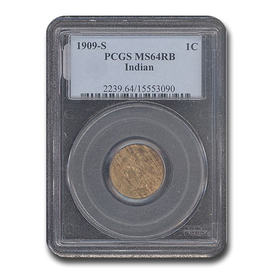 1909-S Indian Head Cent MS-64 PCGS (Red/Brown)