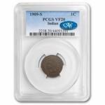 1909-S Indian Head Cent VF-20 PCGS CAC (Brown)