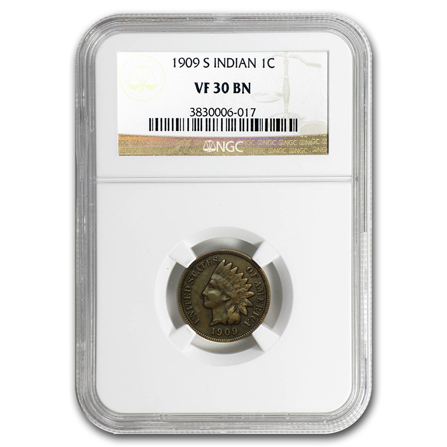 1909-S Indian Head Cent VF-30 NGC