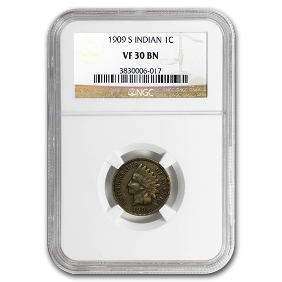 1909-S Indian Head Cent VF-30 NGC 1909-S Indian Head Cent VF-30 NGC
