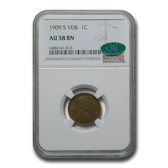 1909-S Lincoln Cent AU-58 NGC CAC (Brown)