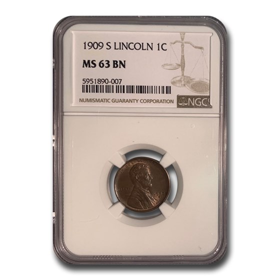 1909-S Lincoln Cent MS-63 NGC (Brown) 1909-S Lincoln Cent MS-63 NGC (Brown)