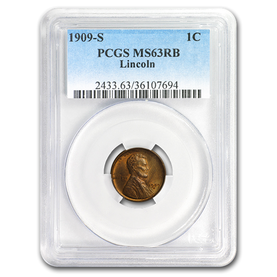 1909-S Lincoln Cent MS-63 PCGS (Red/Brown) 1909-S Lincoln Cent MS-63 PCGS (Red/Brown)