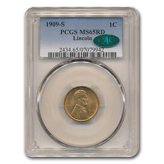 1909-S Lincoln Cent MS-65 PCGS CAC (Red) 1909-S Lincoln Cent MS-65 PCGS CAC (Red)