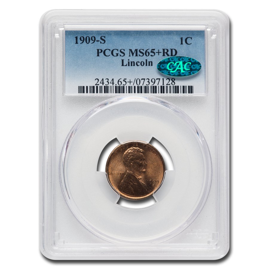 1909-S Lincoln Cent MS-65+ PCGS CAC (Red)