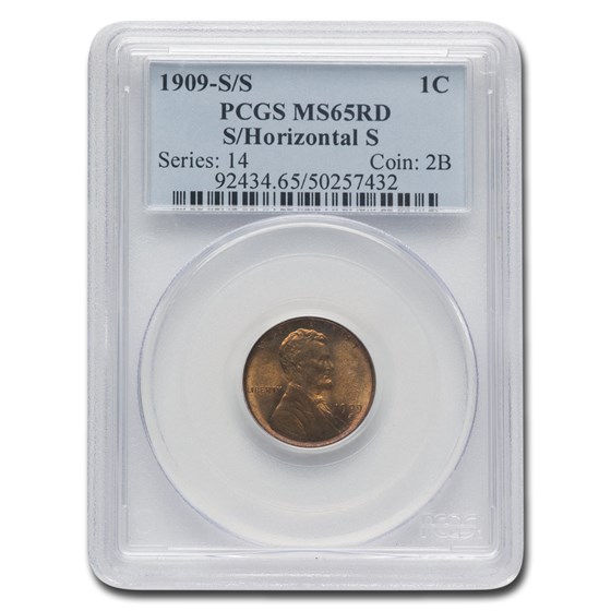1909-S Lincoln Cent MS-65 PCGS (Red, S/Horizontal S)