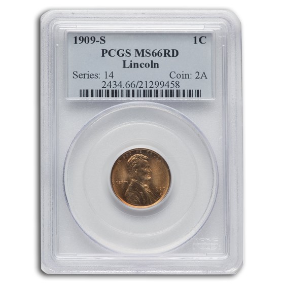 1909-S Lincoln Cent MS-66 PCGS (Red)