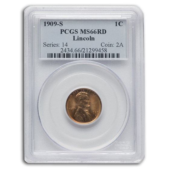 1909-S Lincoln Cent MS-66 PCGS (Red) 1909-S Lincoln Cent MS-66 PCGS (Red)